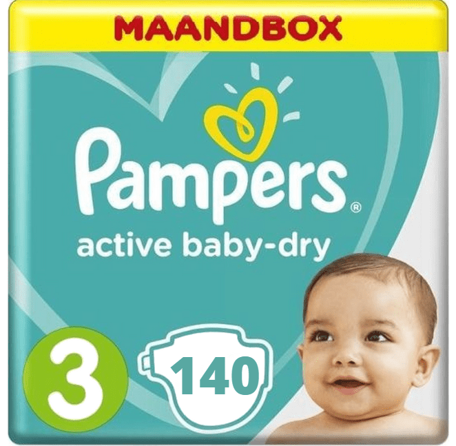 Pracht Helderheid Eigenlijk Pamper Active Baby Dry Maat 3 - 140 Luiers Maandbox | Onlineluiers.com